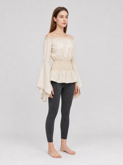 Off-the-Shoulder Blouse with Bell Sleeves