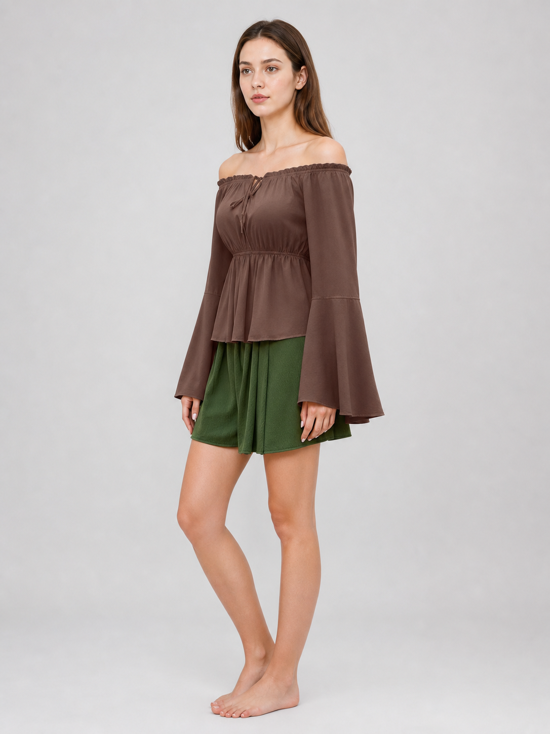 Off-the-Shoulder Top with Flared Sleeves