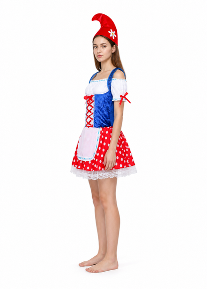Oktoberfest Carnival Costume with Dress and Hat side view