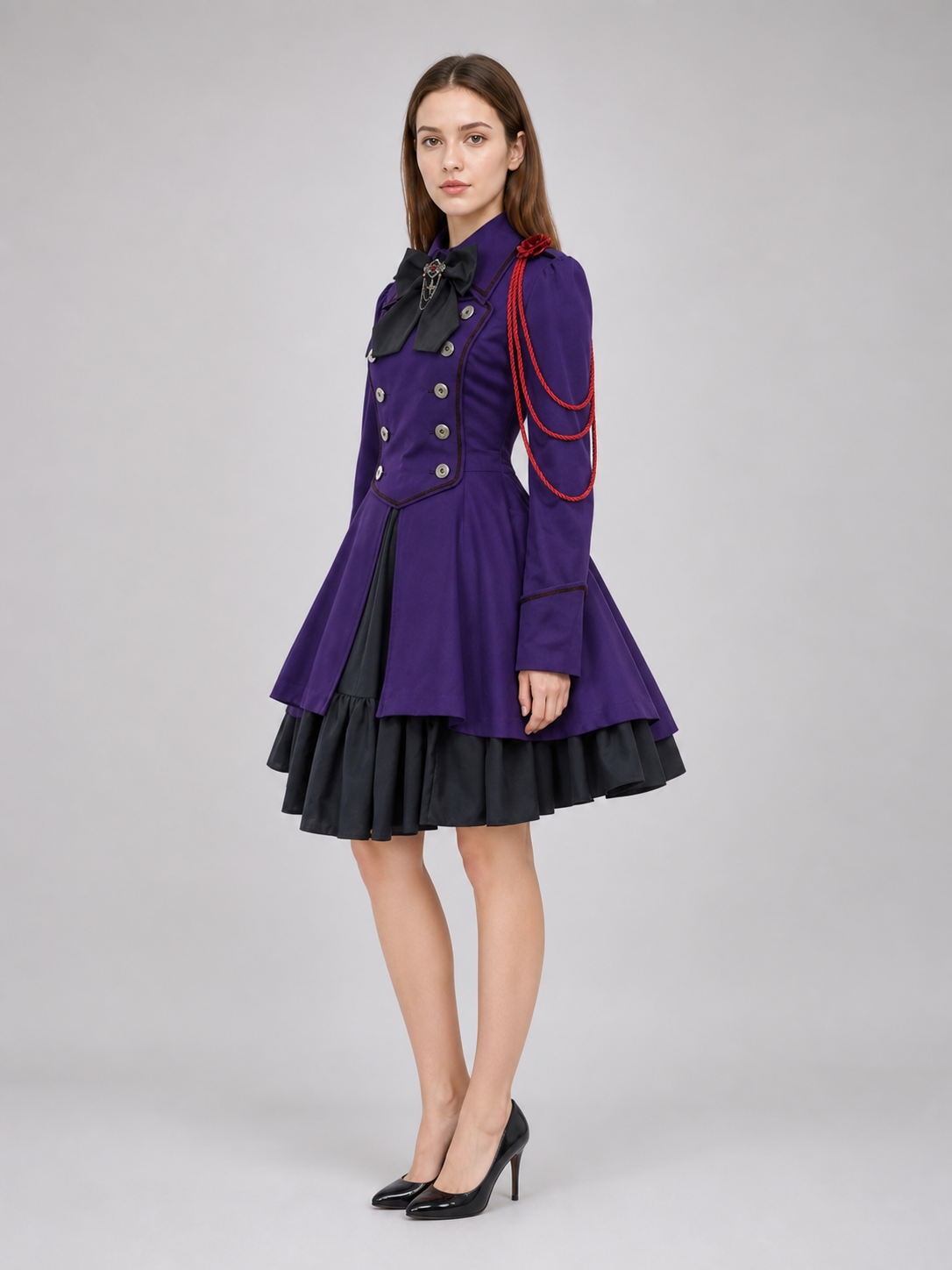 Gothic Steampunk-Style Dress with Long Sleeves