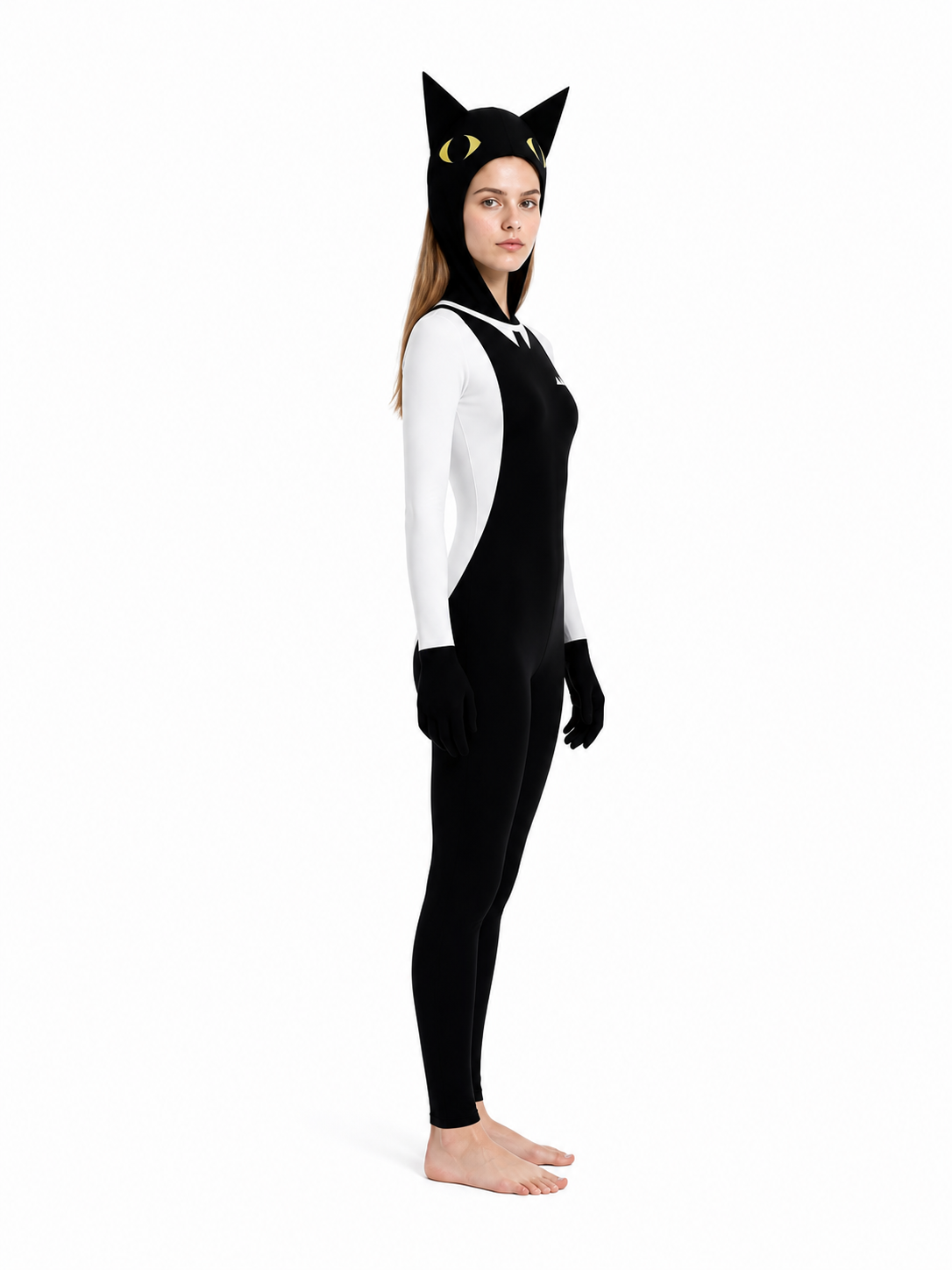 Cat Kigurumi with Hood and Mittens side view