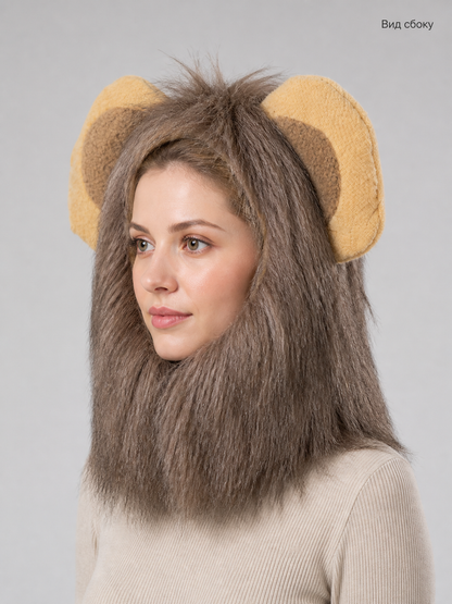 Halloween Carnival Cat Headwear with Mane side view