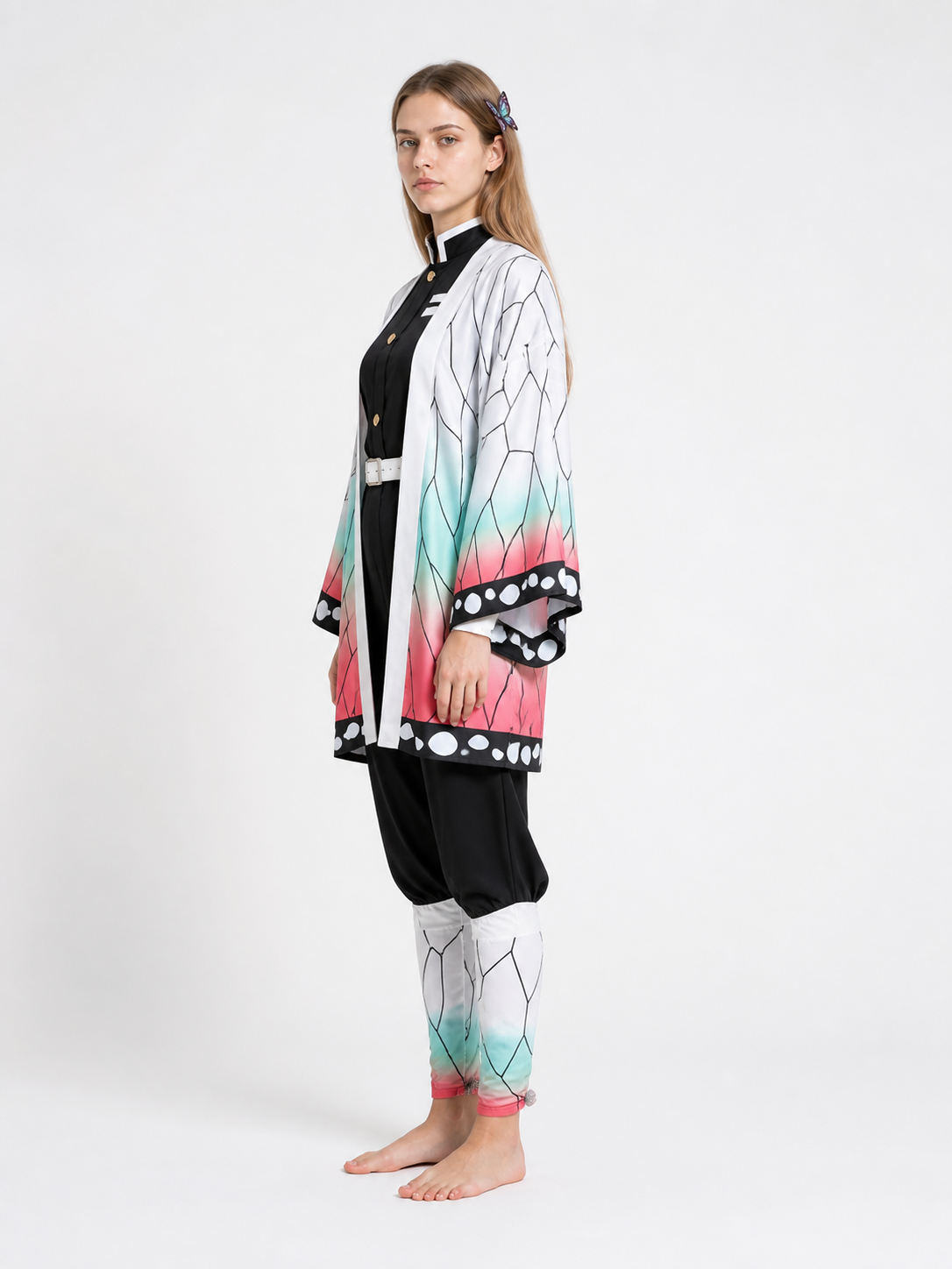 Anime Cosplay Costume with Gradient Cape and Butterfly side view