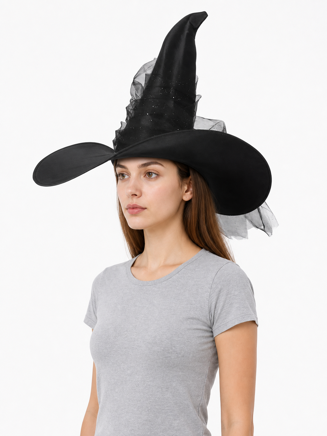 Witch carnival hat with mesh decoration