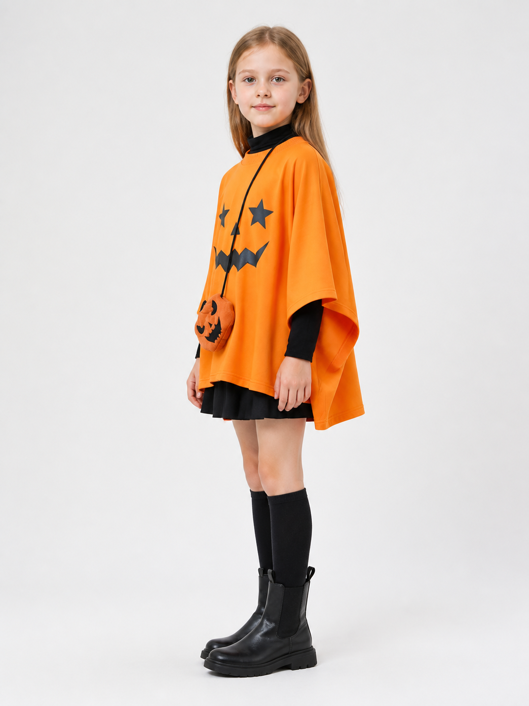 Halloween Bat-Wing and Pumpkin Cape side view