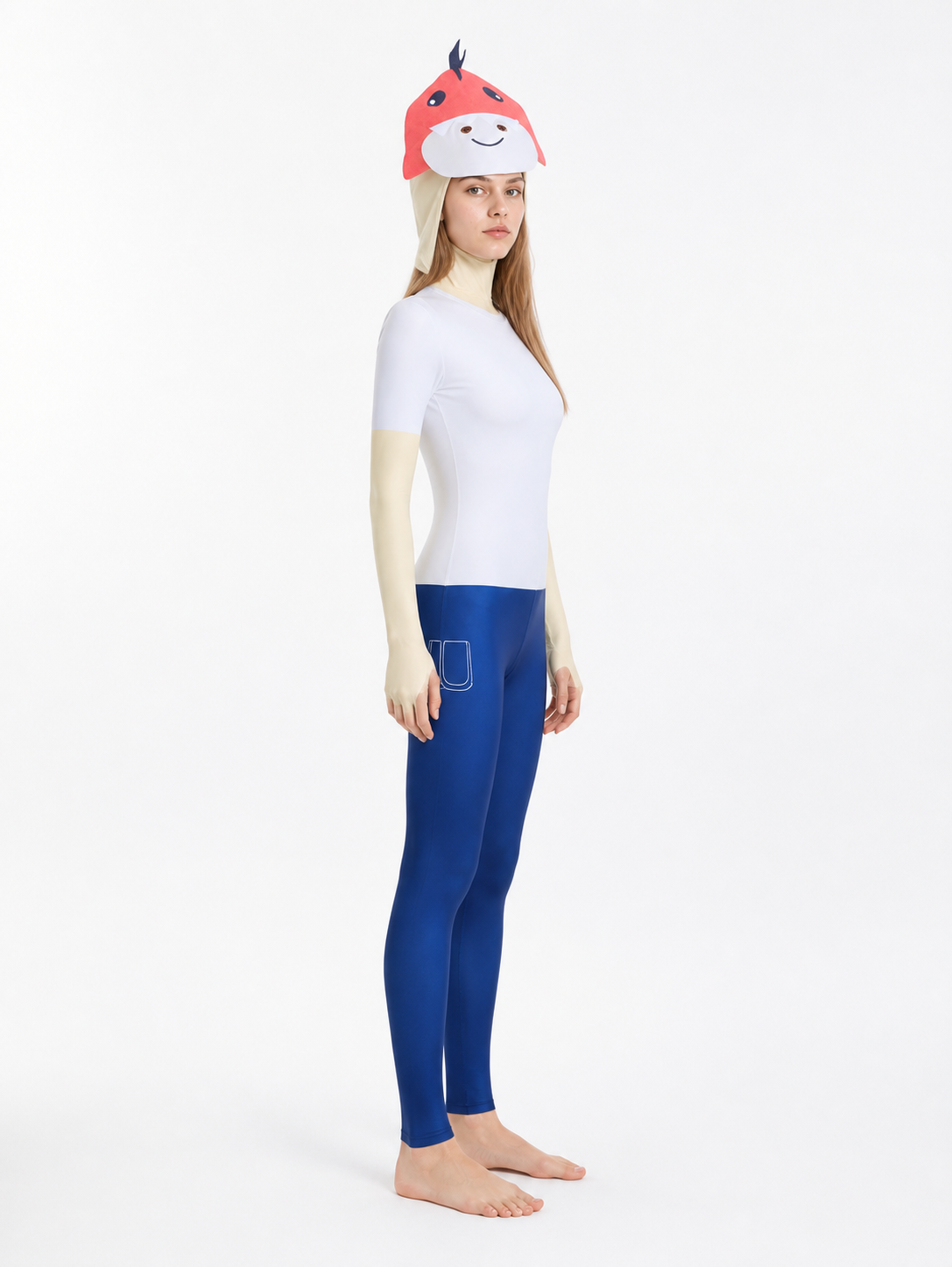 Red Hooded Animal Jumpsuit side view