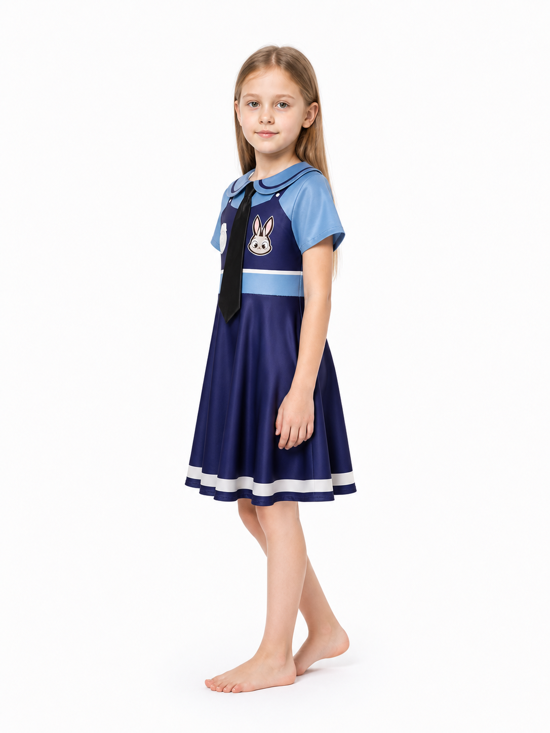 Judy Rabbit Costume from Zootopia, Collared Dress side view