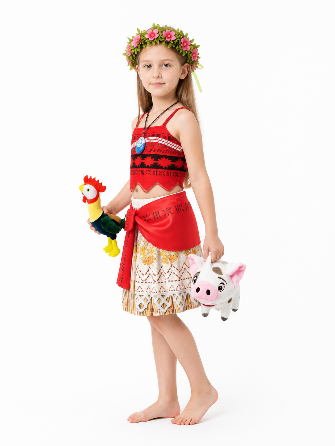 Children's carnival costume with an ethnic pattern and skirt side view