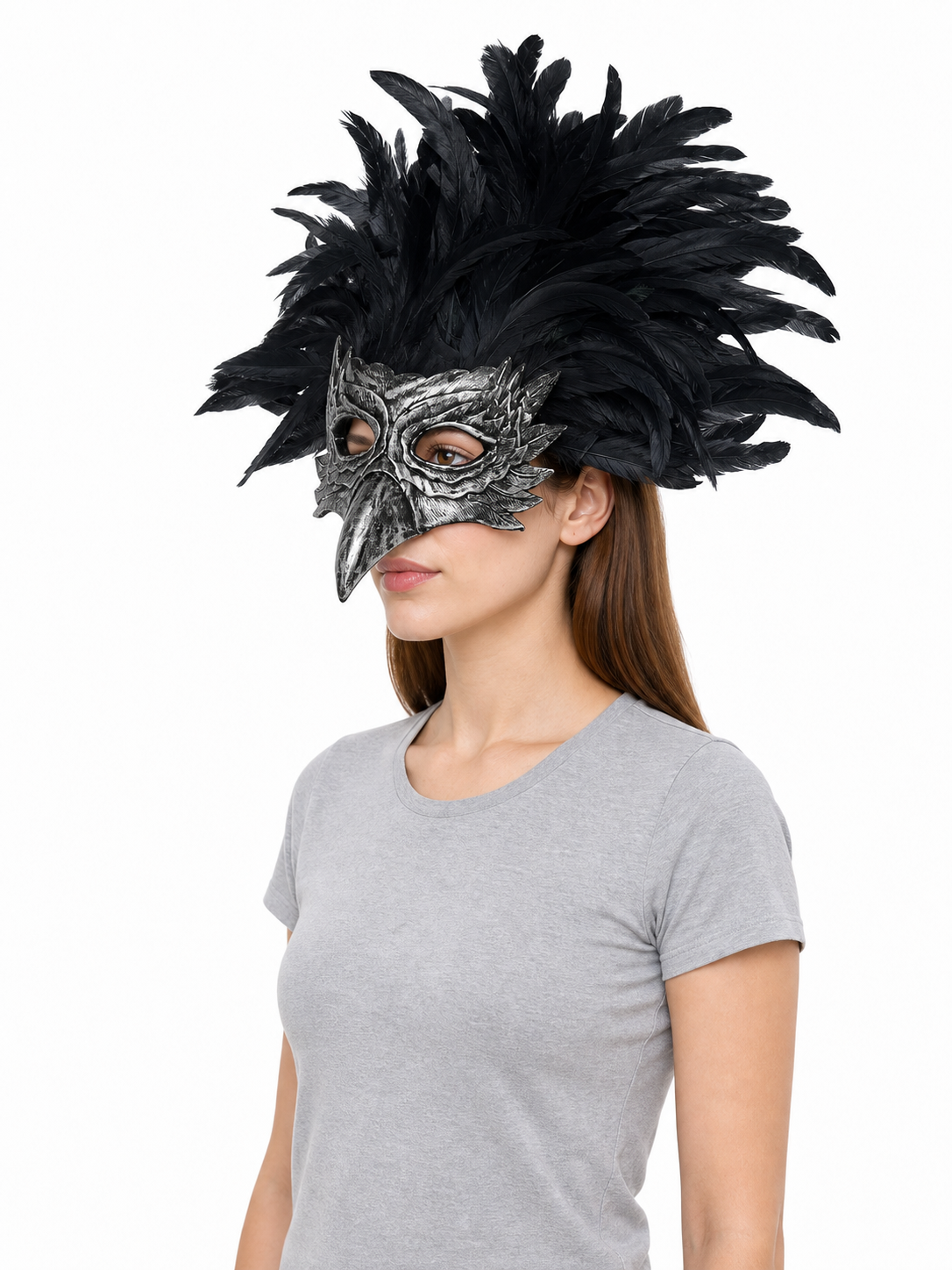 Carnival Eagle Mask with Black Feathers