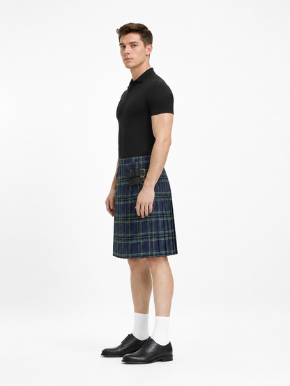 Pleated Plaid Skirt with Straps and Buckles side view