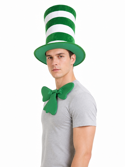 Carnival Top Hat in Green and White Stripes
