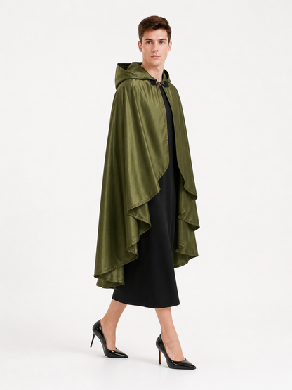 Green Costume Cloak with a Large Hood