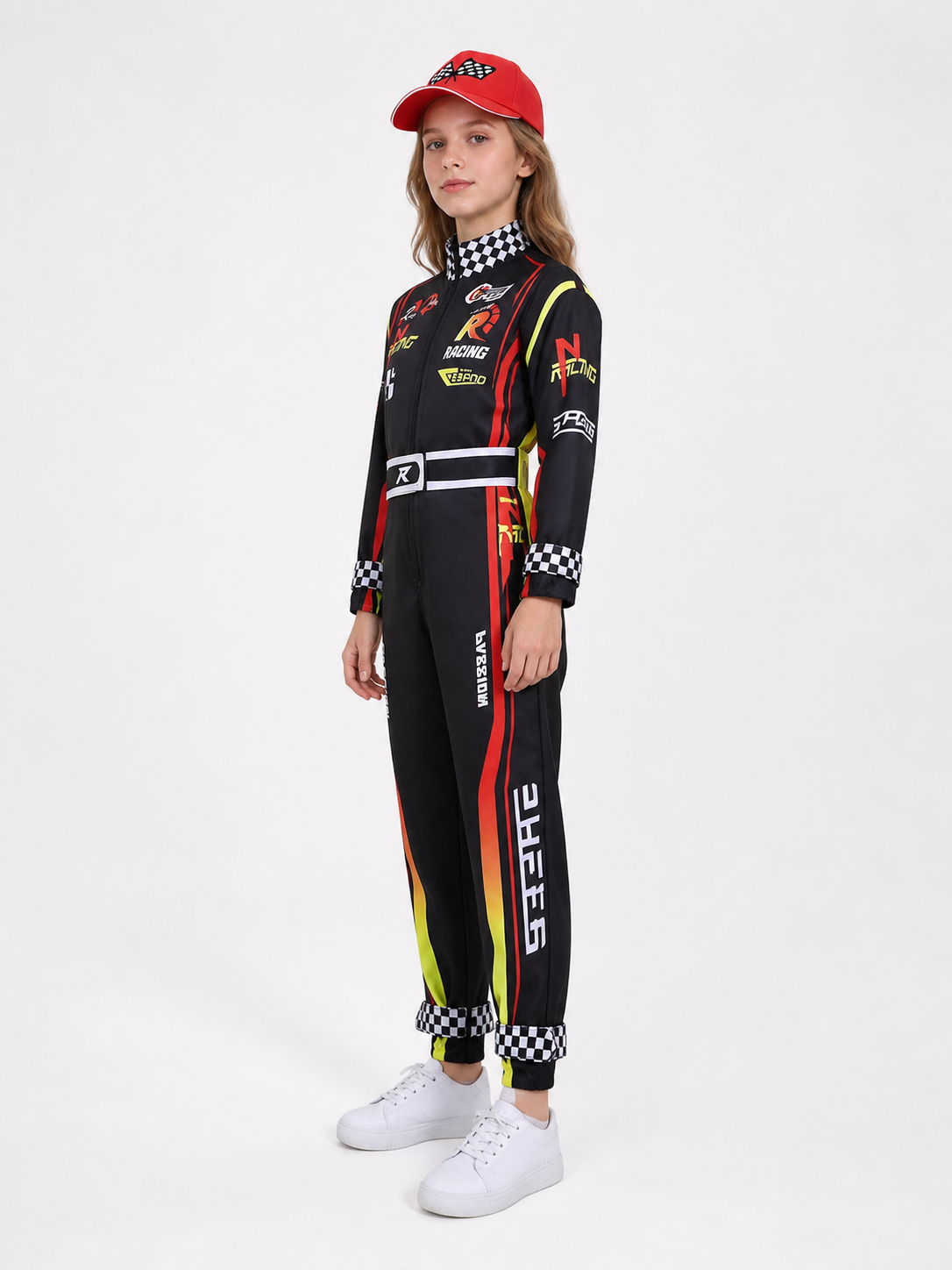 Children's Karting Jumpsuit with Belt and Cap side view