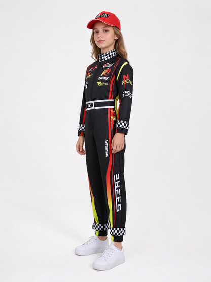Children's Karting Jumpsuit with Belt and Cap side view