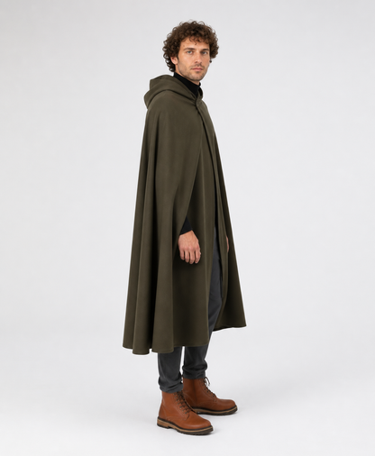 Long Medieval Hooded Cloak for Cosplay side view