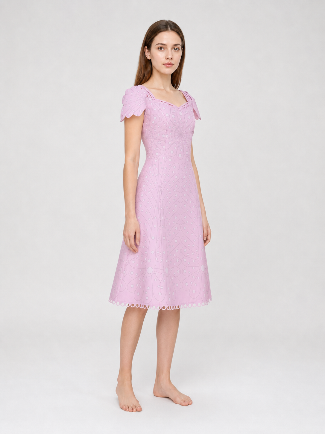 Pink Cosplay Dress with Bow and Pattern