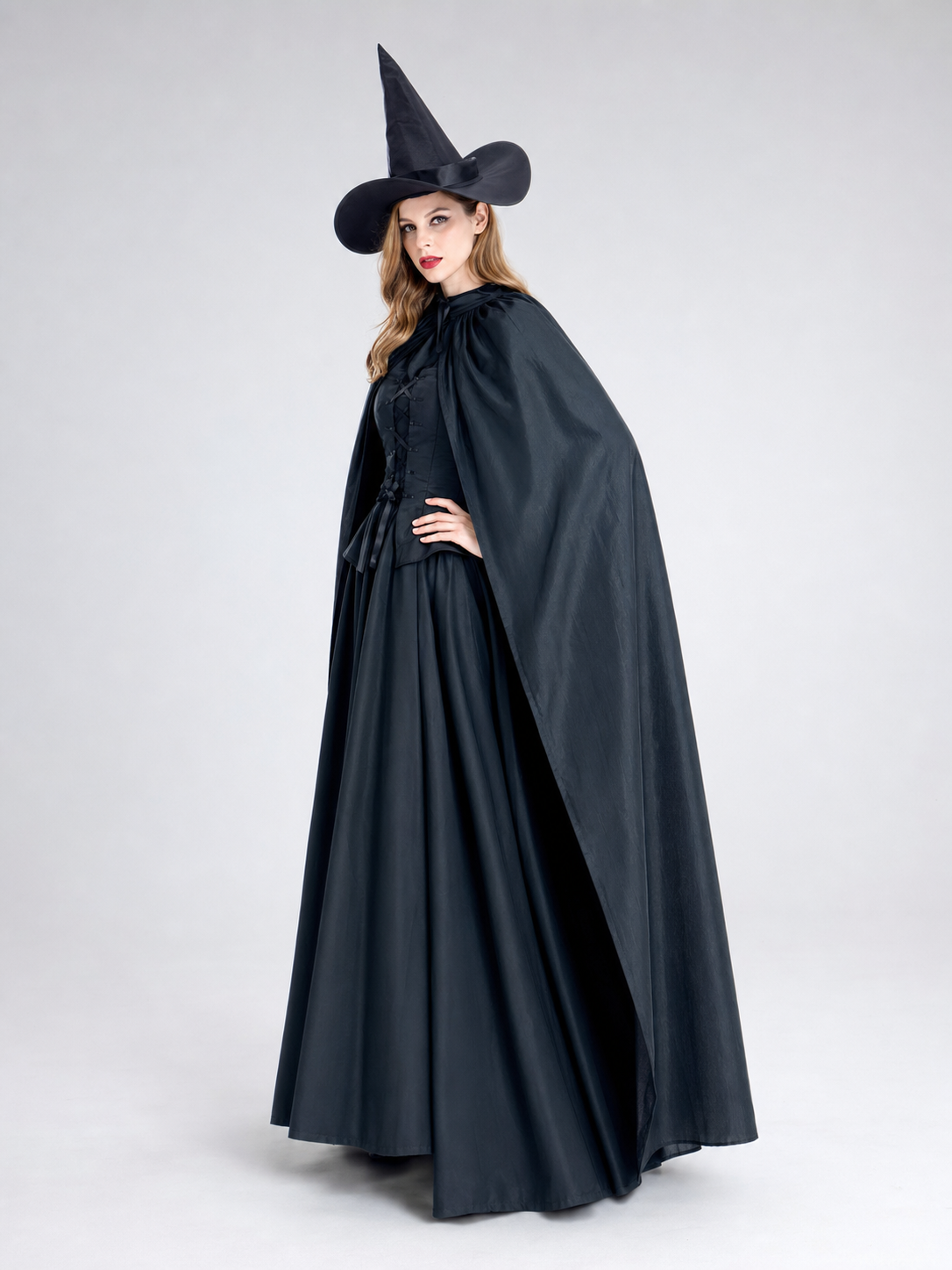 Costume set with dress, cape, and hat