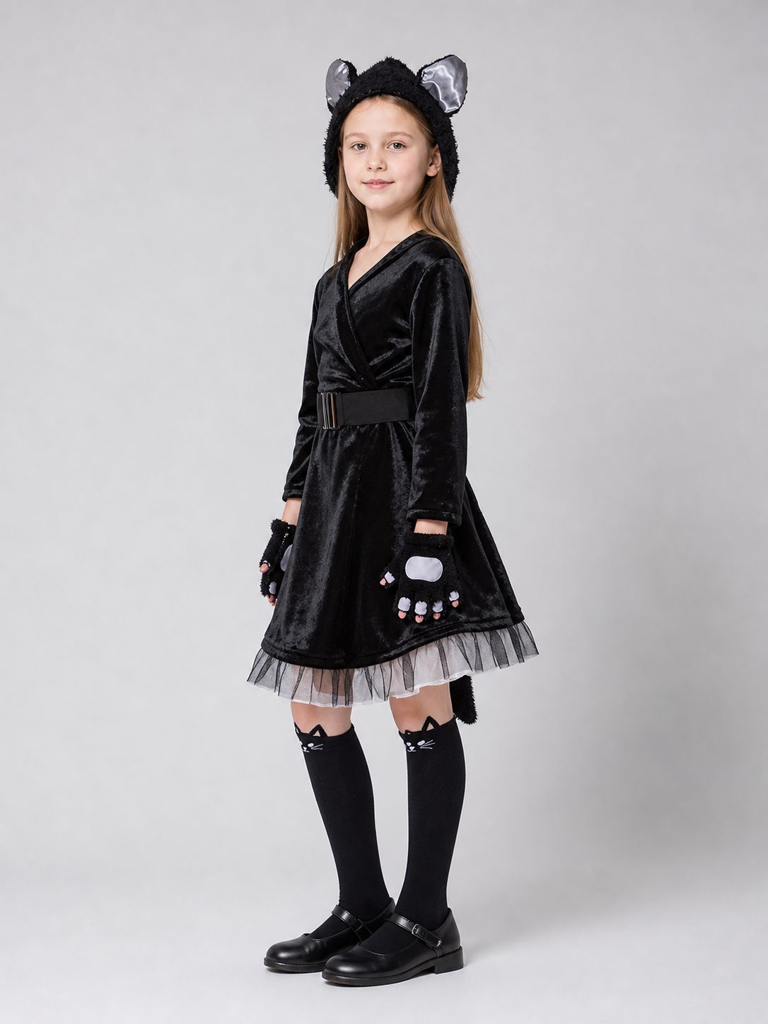 Black Cat Carnival Costume with Hood