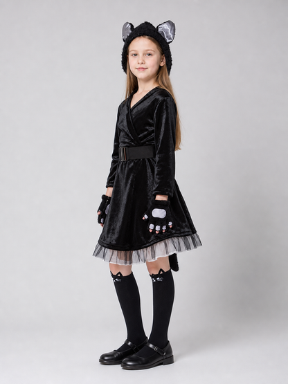 Black Cat Carnival Costume with Hood