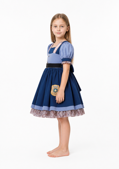 Police Officer Dress-Up Costume for Girls with Belt and Badge side view