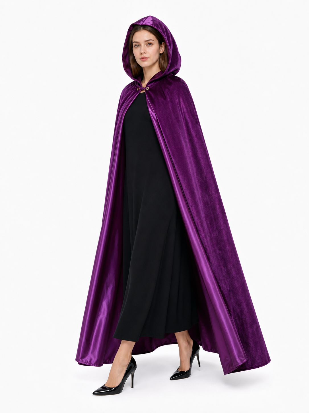Purple Hooded Costume Cloak
