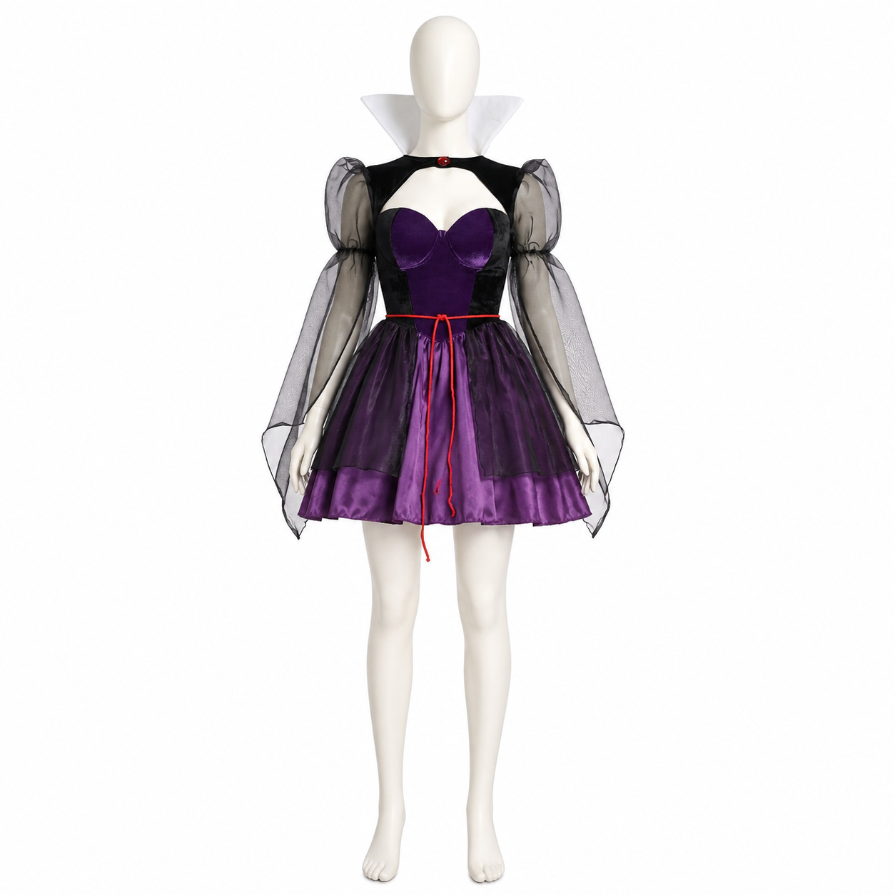 Retro Purple Dress with Corset and Cape side view