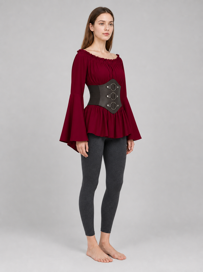 Costume Dress with Belt and Flared Sleeves