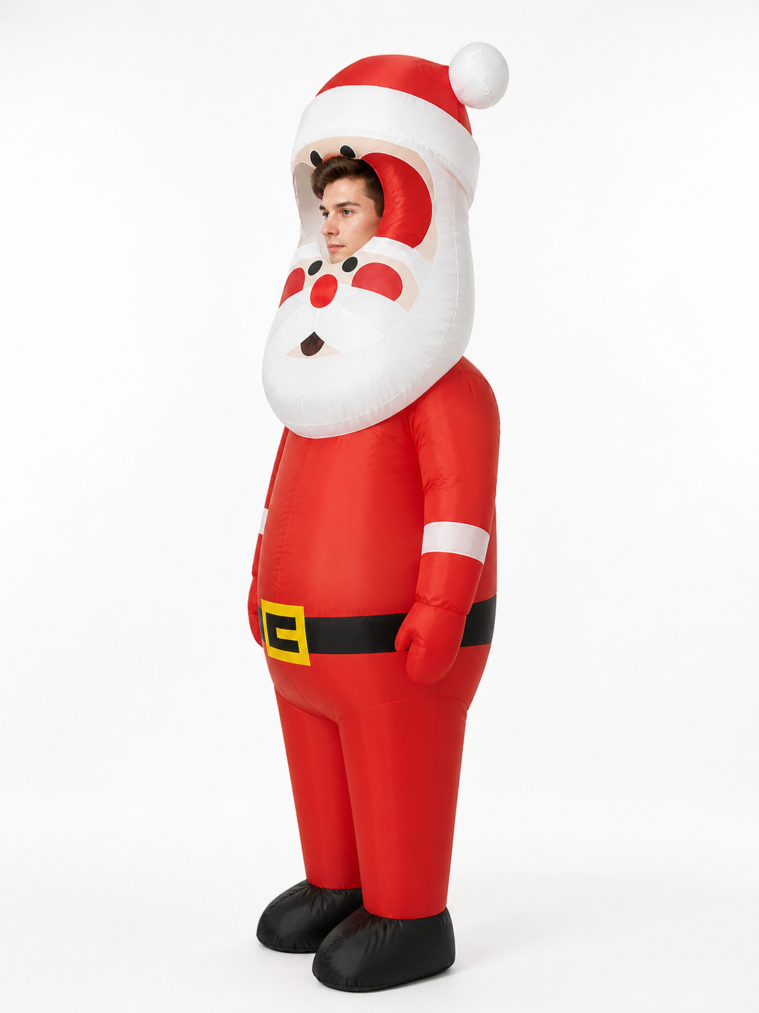 Inflatable Santa Claus Costume for Adults with Beard and Hat side view