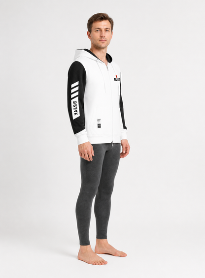 Oversized Rust Print Hoodie, Black and White side view