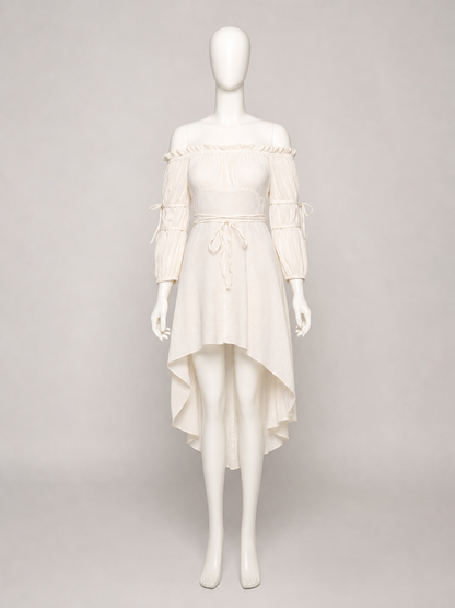 Off-the-Shoulder Stage Dress with Waist Ties side view