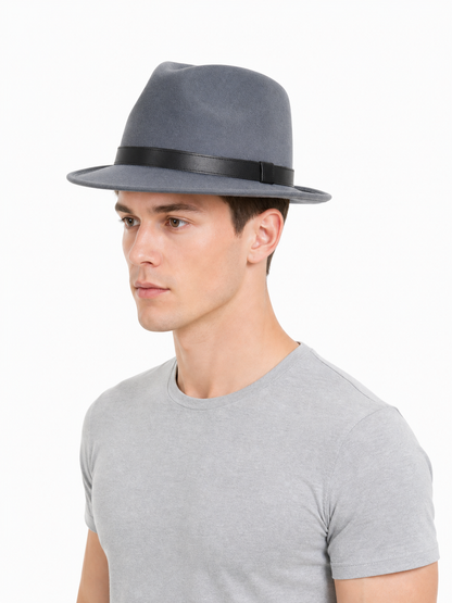 Carnival fedora hat with a short brim and ribbon