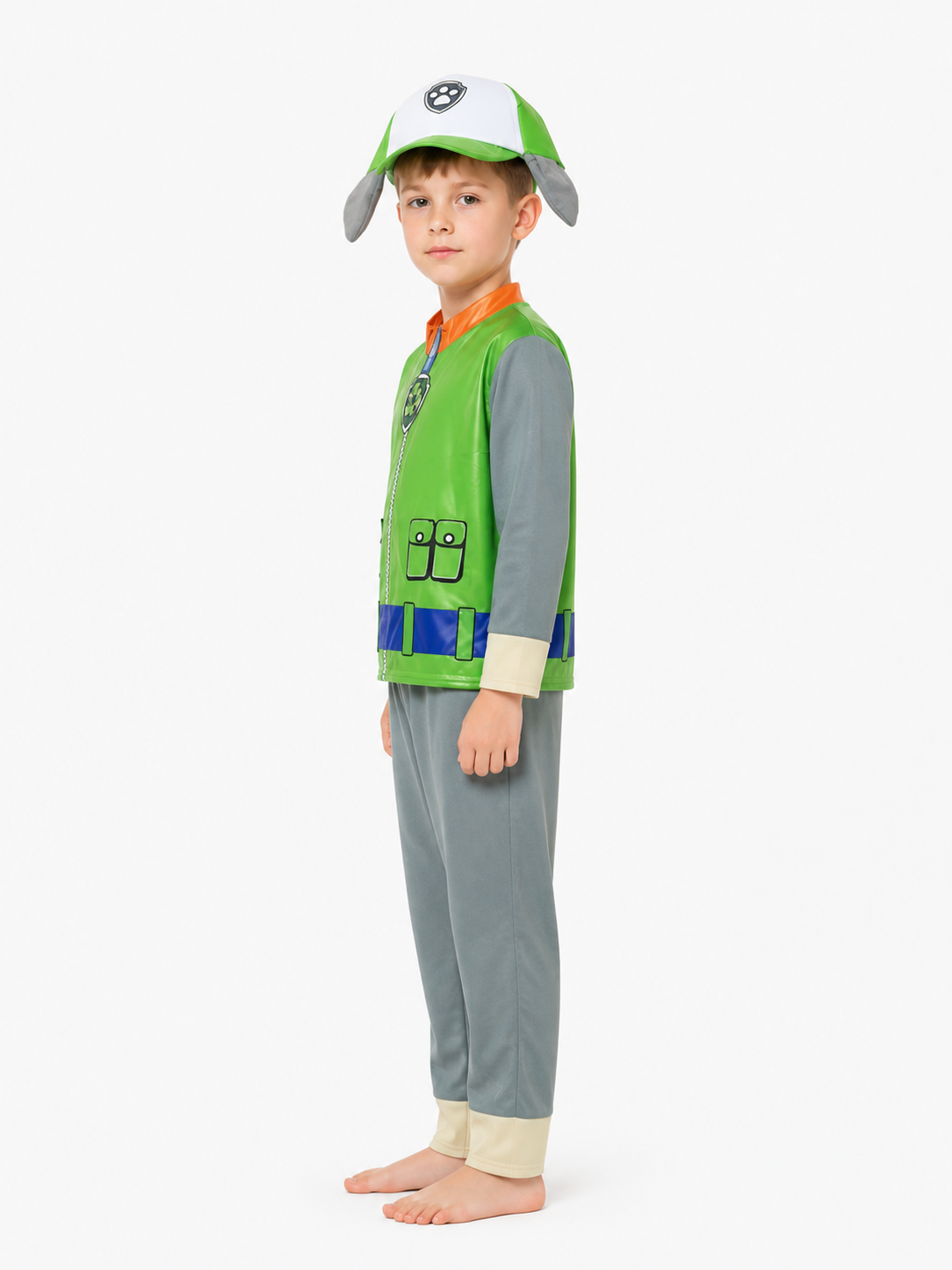Kids' Costume with Hat and Ears, Green side view