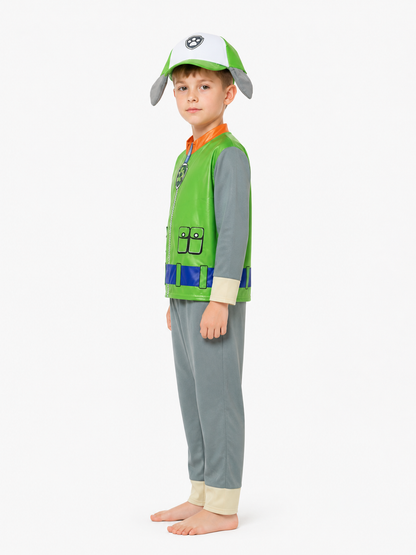 Kids' Costume with Hat and Ears, Green side view