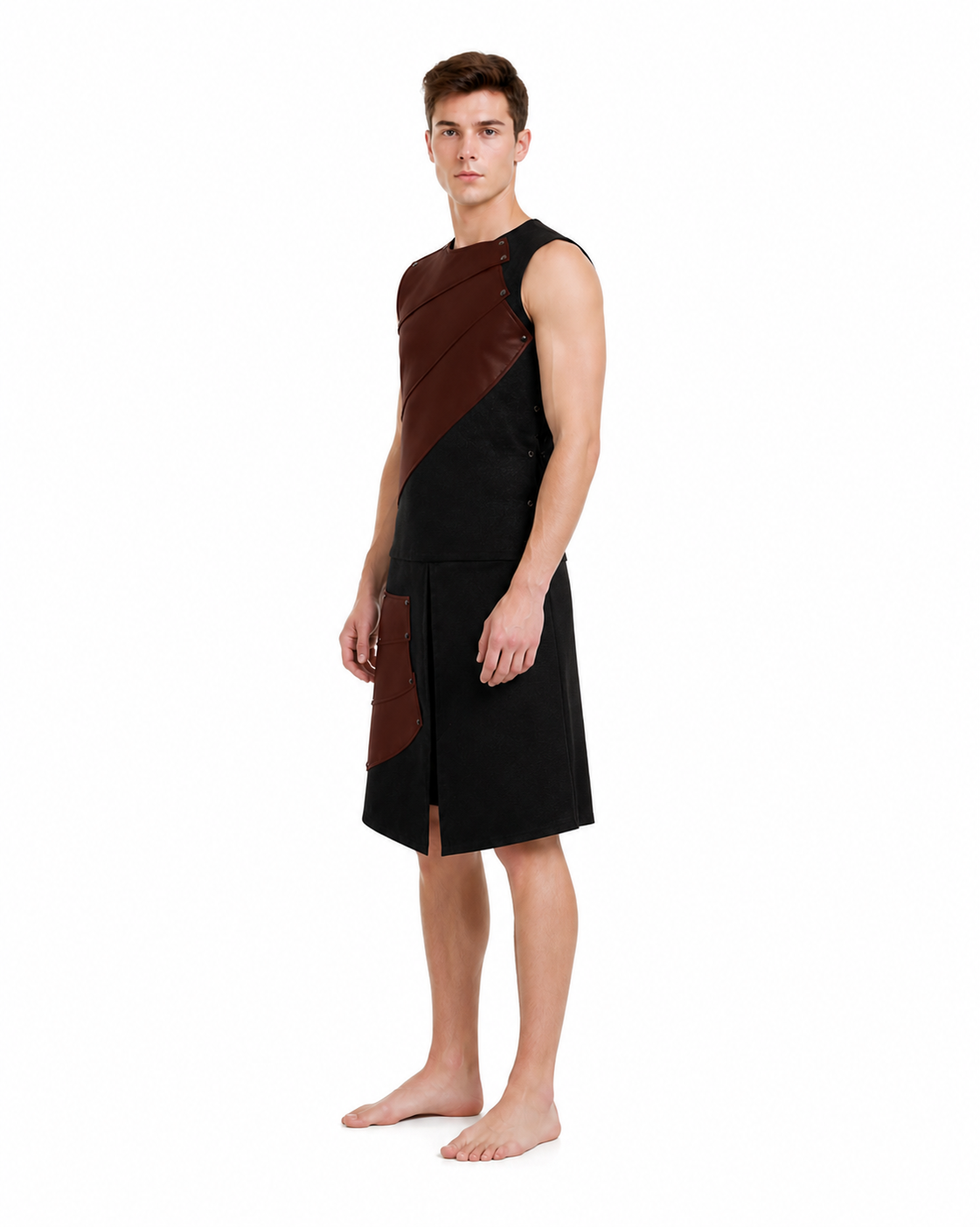 Sleeveless Dress with Asymmetrical Overlays side view