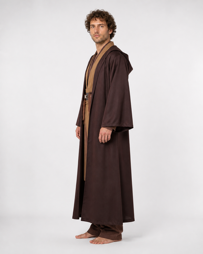 Costume with a Long Brown Robe and Belt Pouch