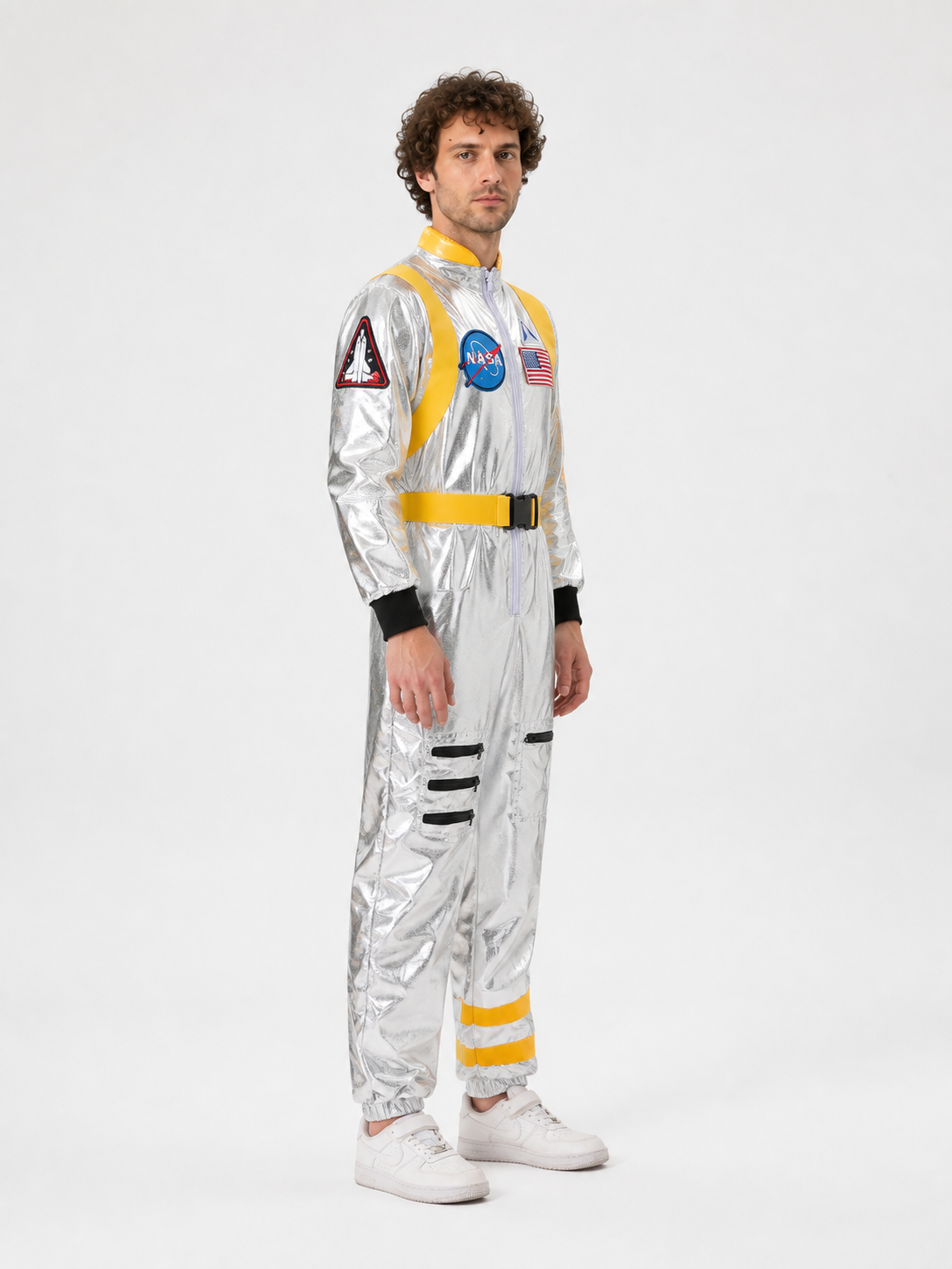 Astronaut Costume with NASA Patches for Cosplay side view