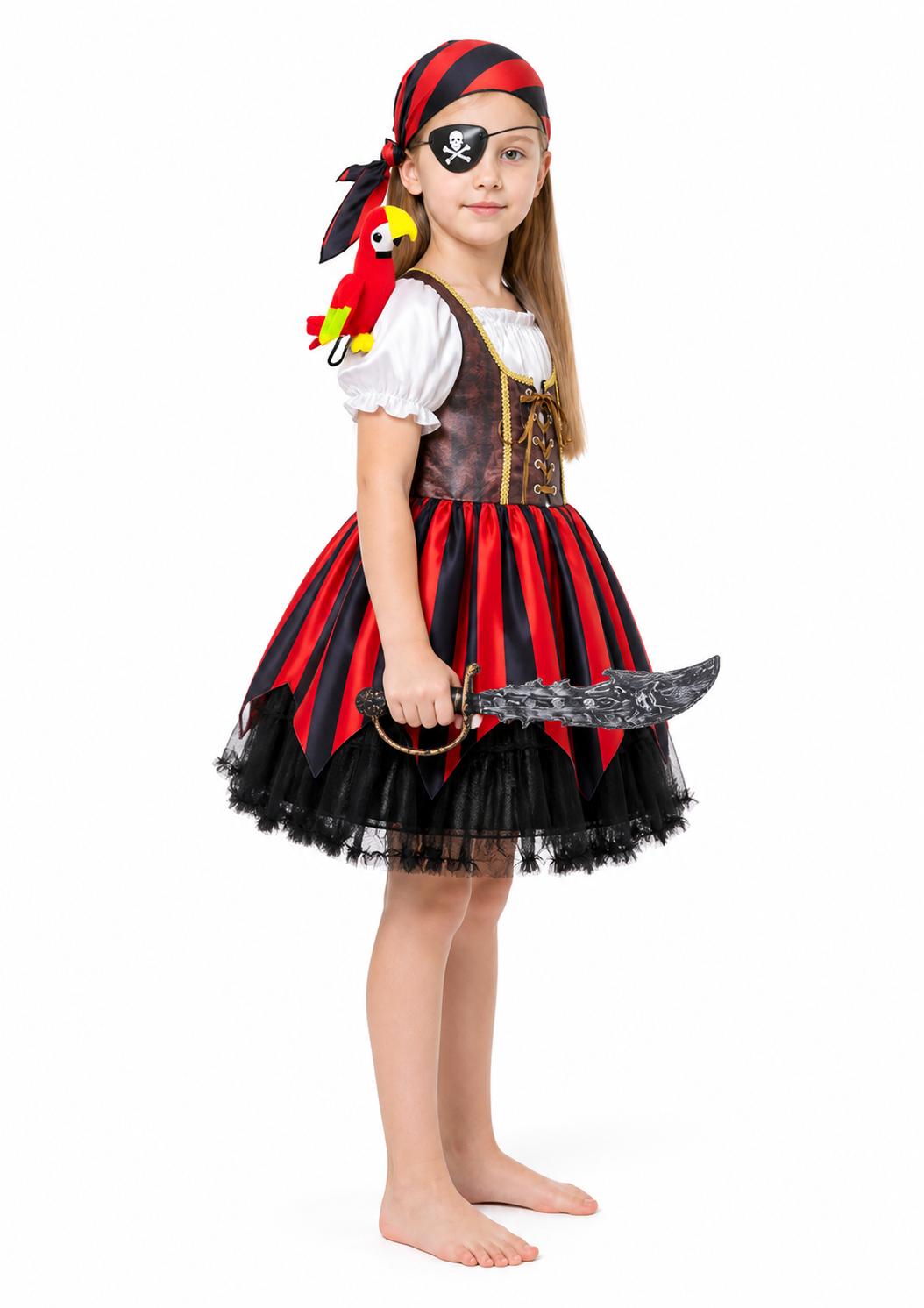 Pirate Costume with Dress and Accessories for Children side view