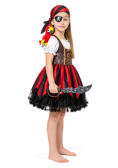Pirate Costume with Dress and Accessories for Children side view