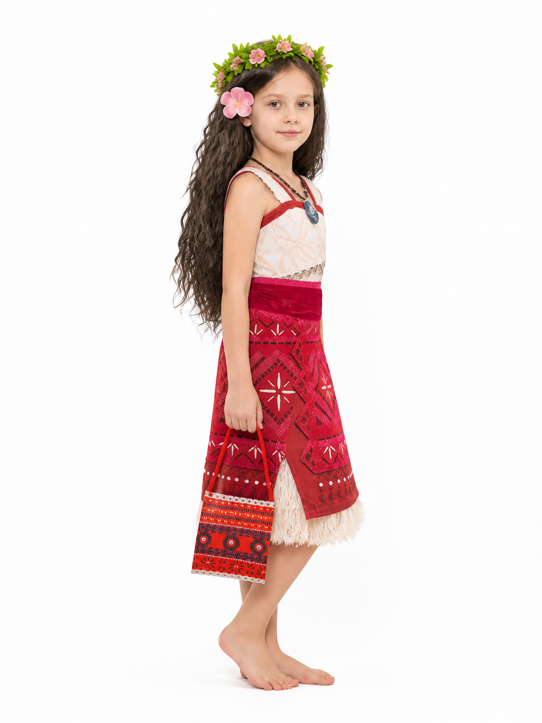Children's Moana Halloween Costume with Accessories side view