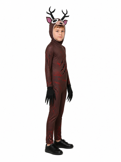 Scary Deer Costume with Antlers and Claws for Halloween side view
