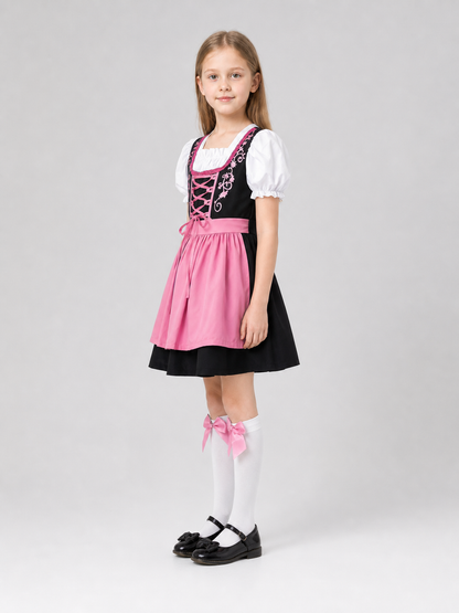 Children's costume set: dress, apron, and accessories
