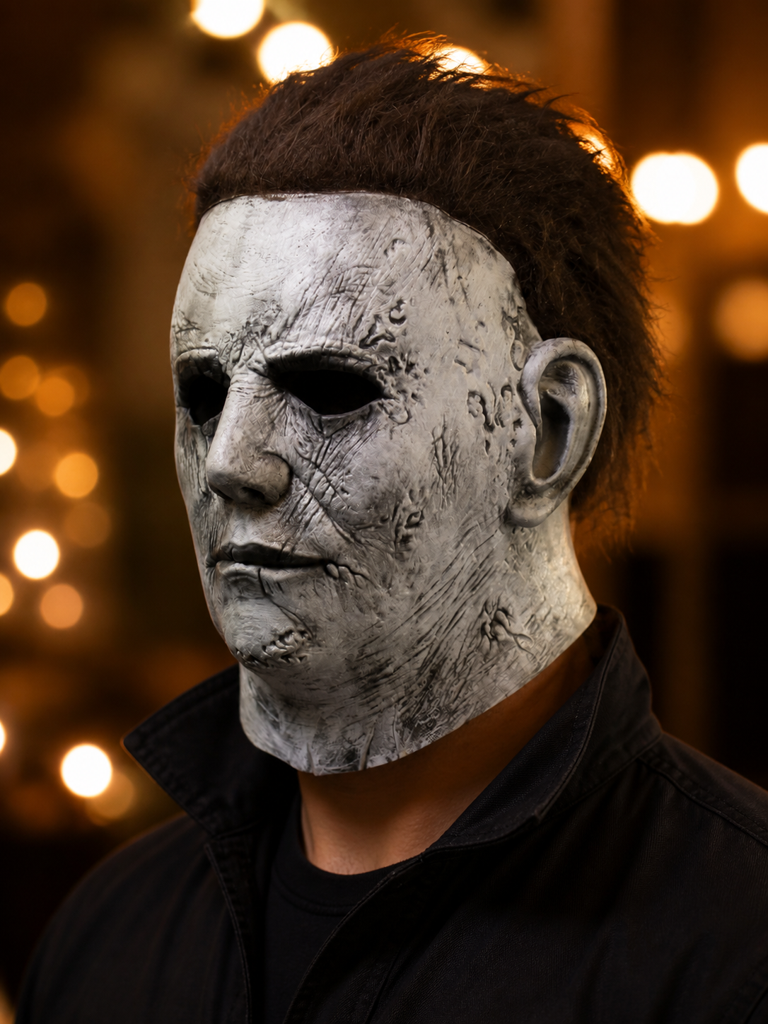 Halloween and Cosplay Carnival Mask with Gray Face side view
