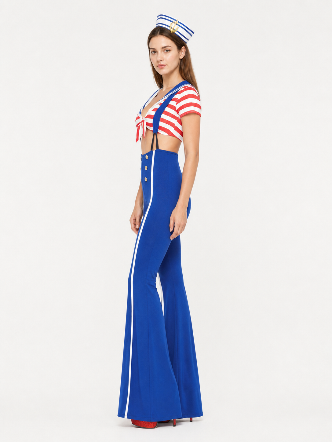 Cosplay Costume: Sailor Top and Bib Pants side view