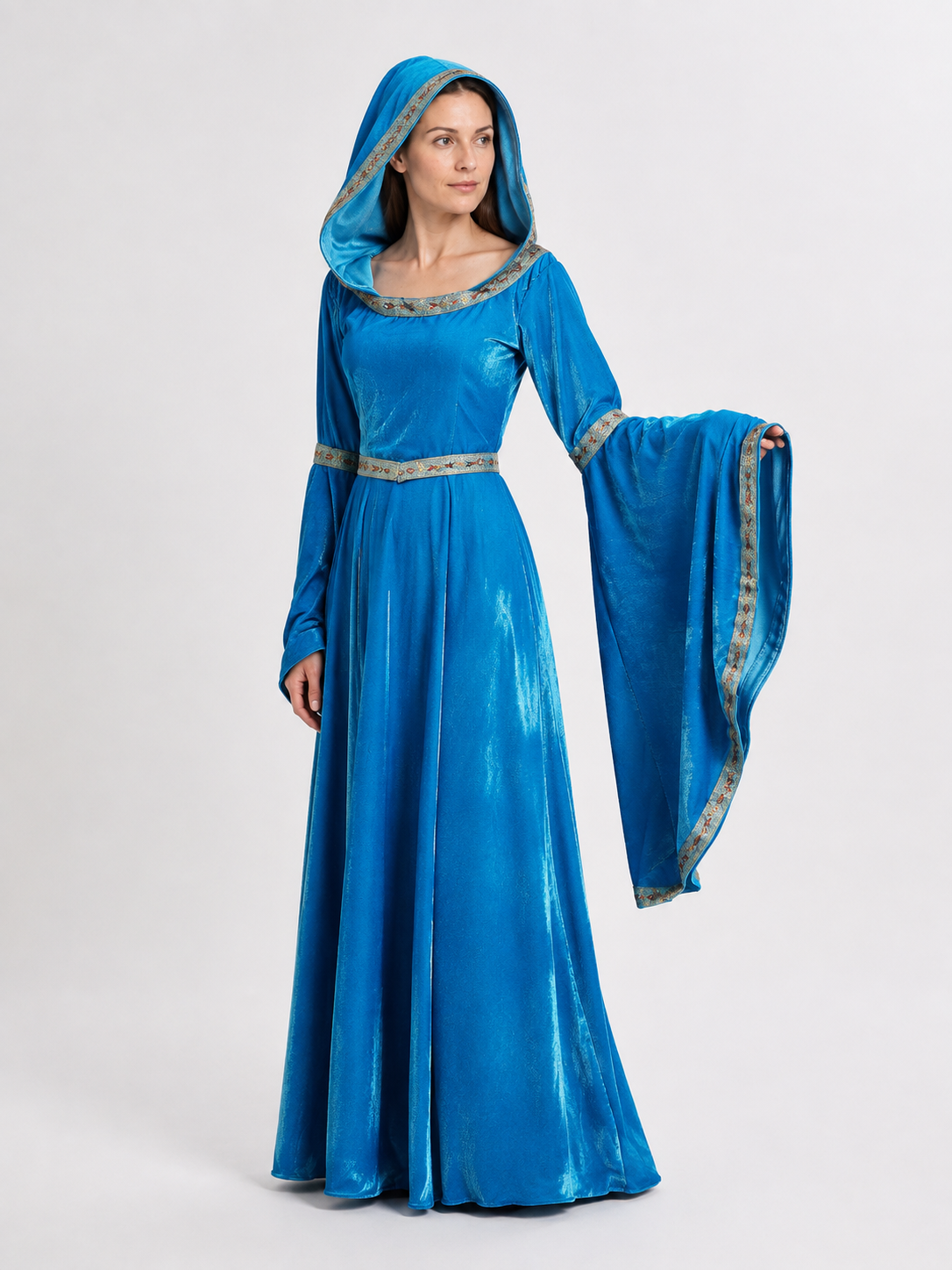 Medieval Hooded Maxi Dress for Halloween side view