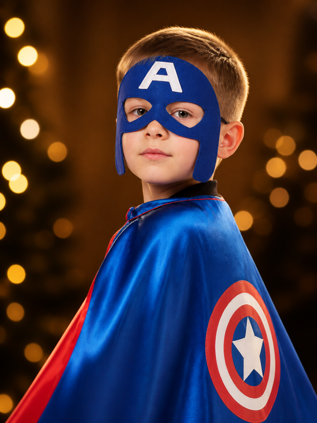 Captain America Mask with Cape, Carnival Costume side view