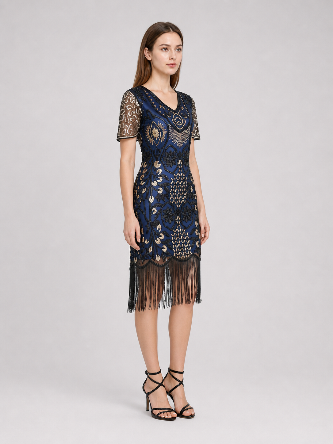 Fringed Cocktail Dress in 1920s Style