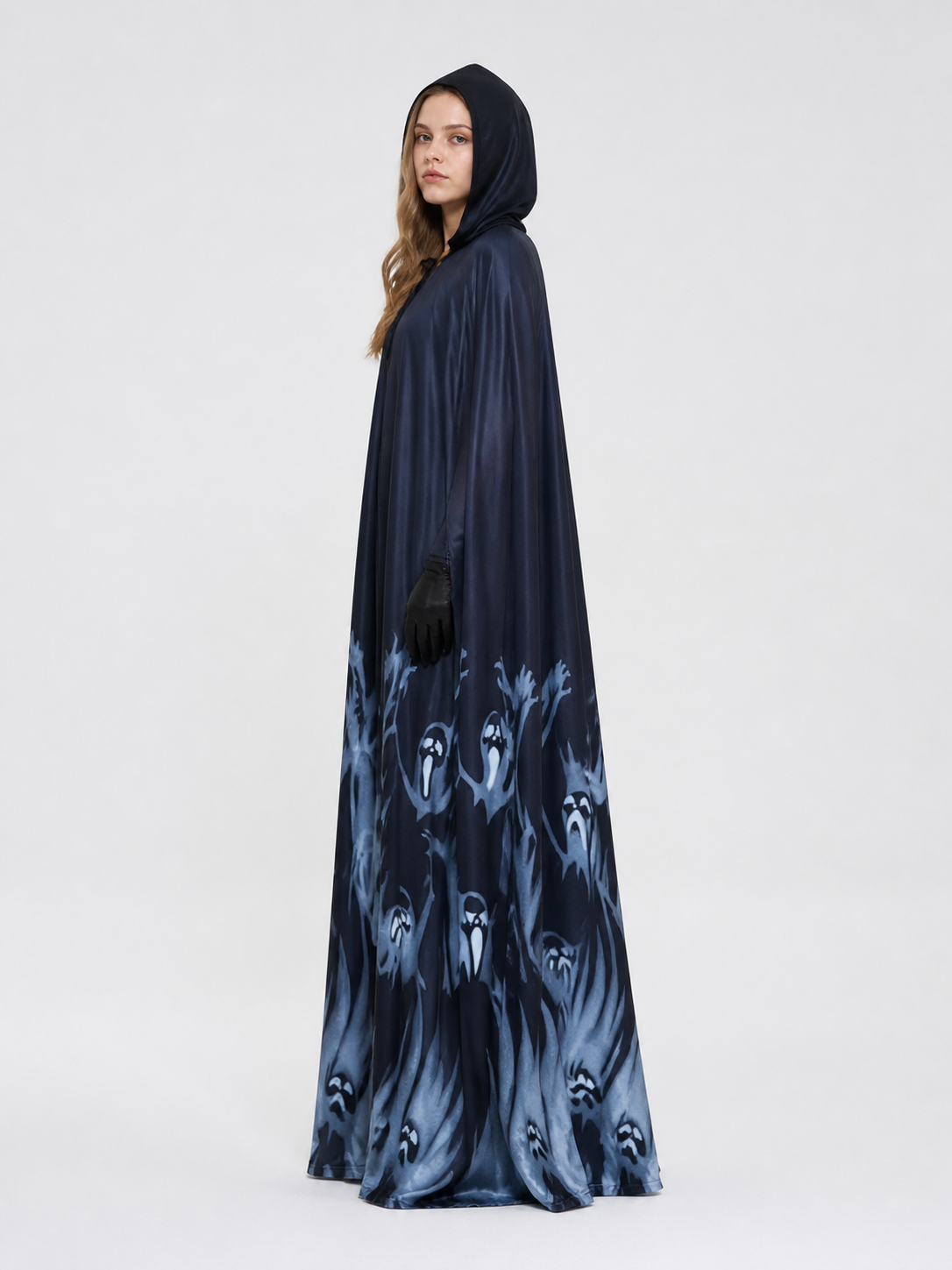 Halloween Hooded Dress and Cape side view