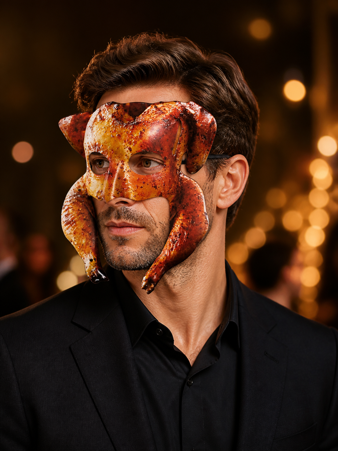 Carnival Mask in the Shape of Fried Chicken side view