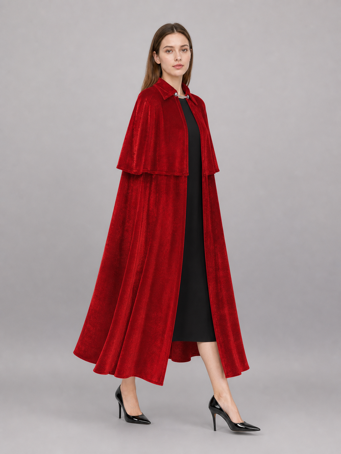 Long Red Medieval Carnival Cloak