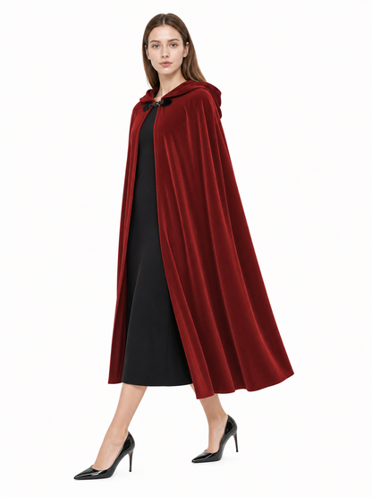 Burgundy Medieval Hooded Costume Cloak